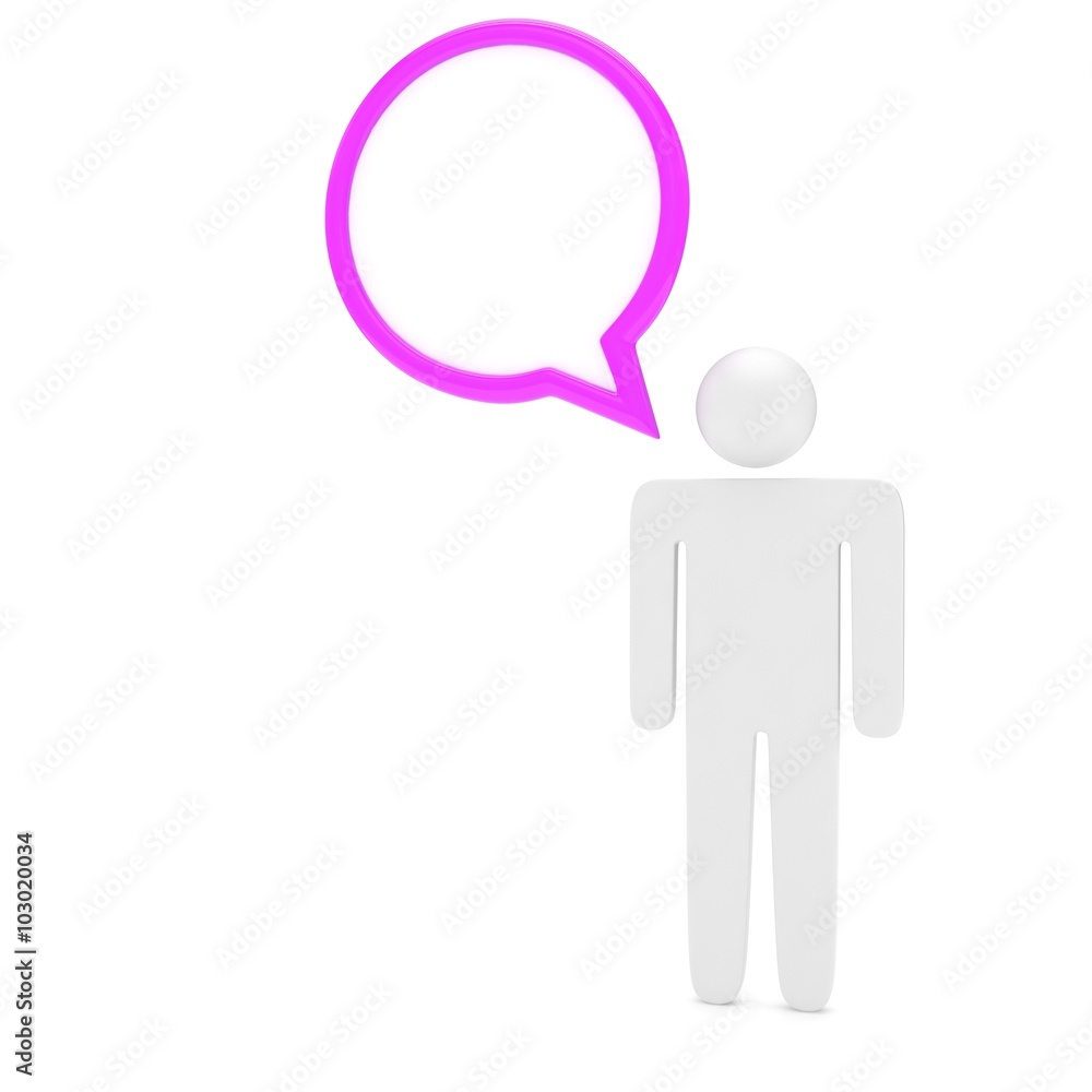 3d man with talk bubbles isolated over a white background 3d man with talk bubbles isolated over a white background