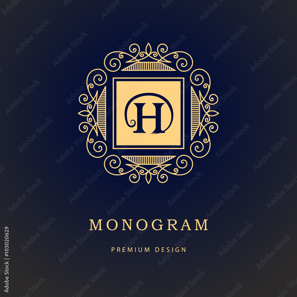 Monogram design elements, graceful template. Calligraphic elegant line art logo design. Letter emblem sign H for Royalty, business card, Boutique, Hotel, Heraldic, Cafe, Jewelry. Vector illustration
