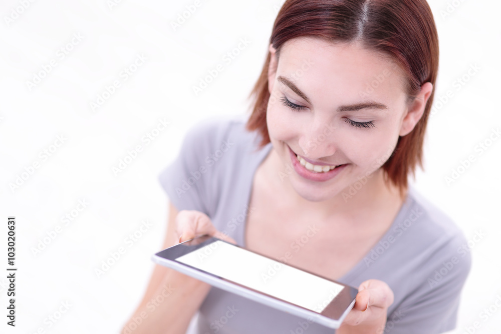 happy woman use tablet pc happy woman use tablet pc