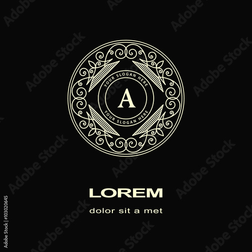Monogram design elements, graceful template. Calligraphic elegant line art logo design. Letter emblem sign A for Royalty, business card, Boutique, Hotel, Heraldic, Cafe, Jewelry. Vector illustration