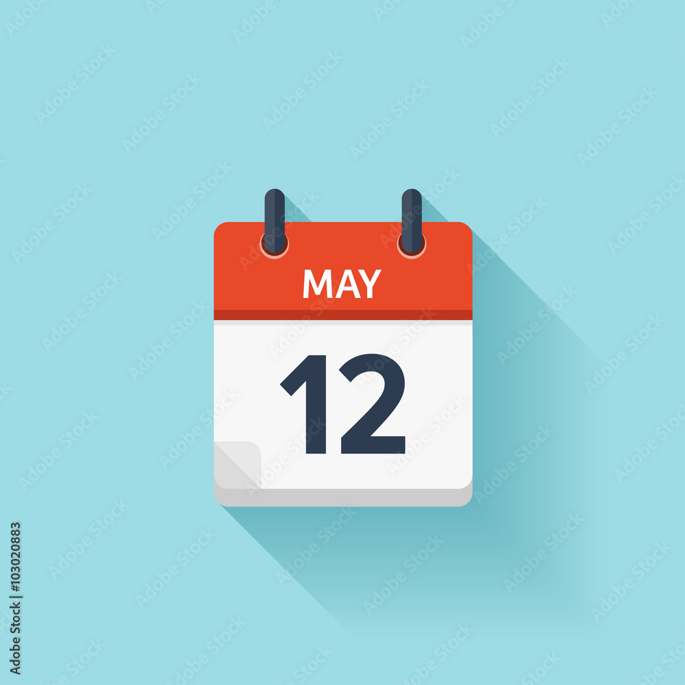 May 12. Vector flat daily calendar icon. Date and time, day, month. Holiday. May 12. Vector flat daily calendar icon. Date and time, day, month. Holiday.