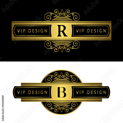 Monogram design elements, graceful template. Calligraphic elegant line art logo design. Letter sign emblem R, B for Royalty, business card, Boutique, Hotel, Restaurant, Jewelry. Vector illustration