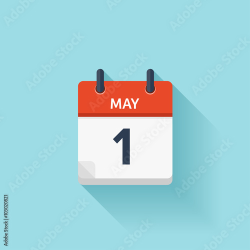 May 1 . Vector flat daily calendar icon. Date and time, day, month. Holiday.