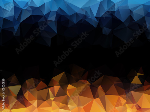 blue orange black abstract triangular background