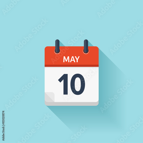 May 10. Vector flat daily calendar icon. Date and time, day, month. Holiday.