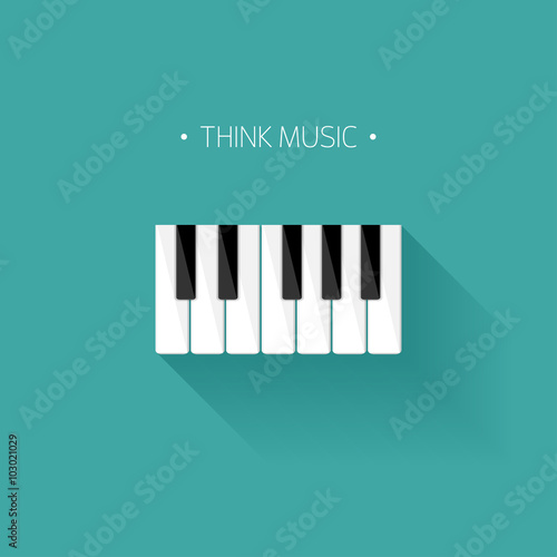 Vector illustration. Musical flat background. Piano key, keyboard. Melody. Instrument.