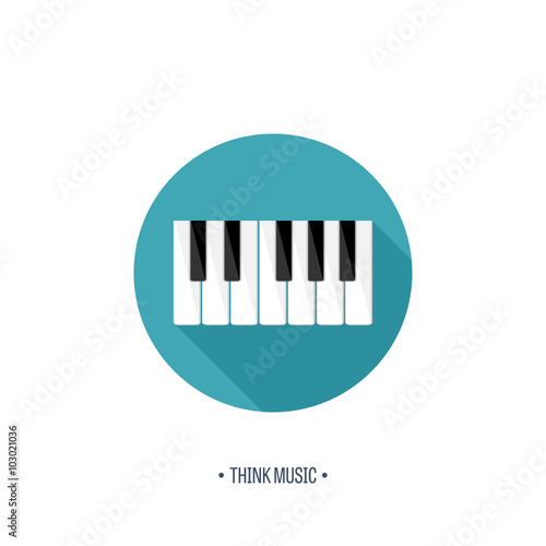 Vector illustration. Musical flat background. Piano key  keyboard. Melody. Instrument.