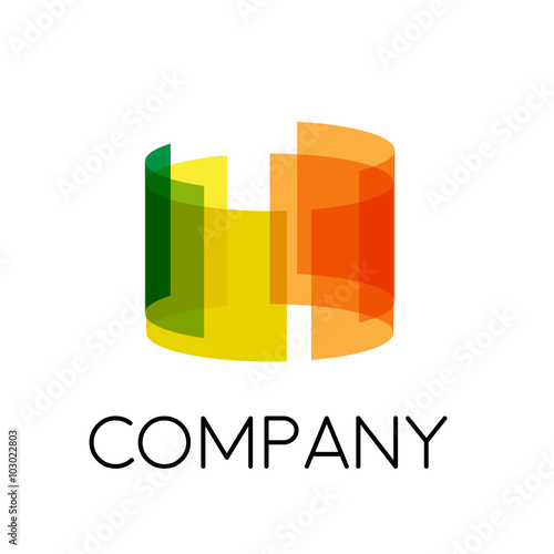 Vector sign abstract cylinder, rolled sheets