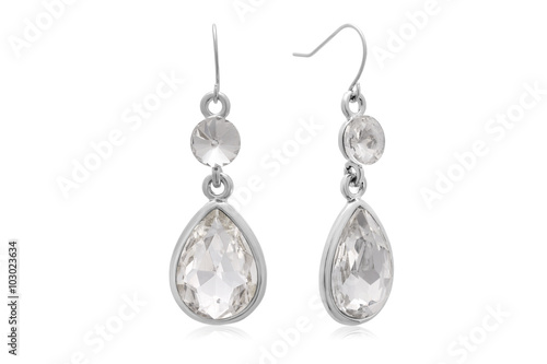 Trendy & Sparkly Geometric Crystal Earrings in Silver