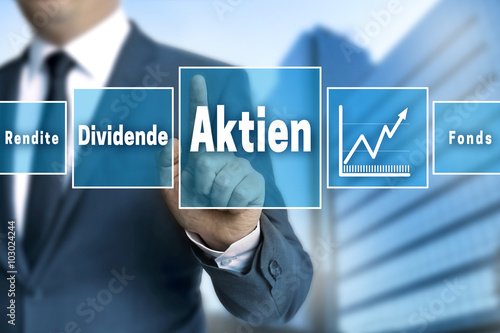 Aktien broker mit touchscreen konzept
