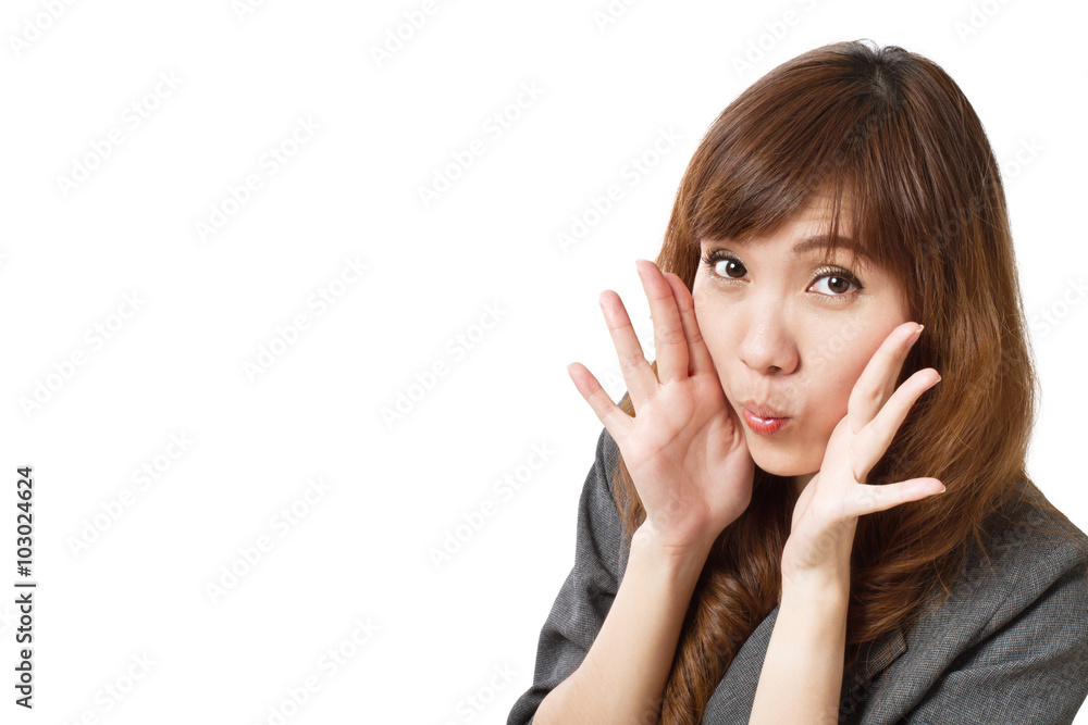 exited business woman with oh wow expression exited business woman with oh wow expression