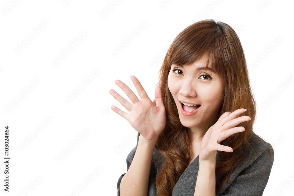 exited business woman with oh wow expression exited business woman with oh wow expression