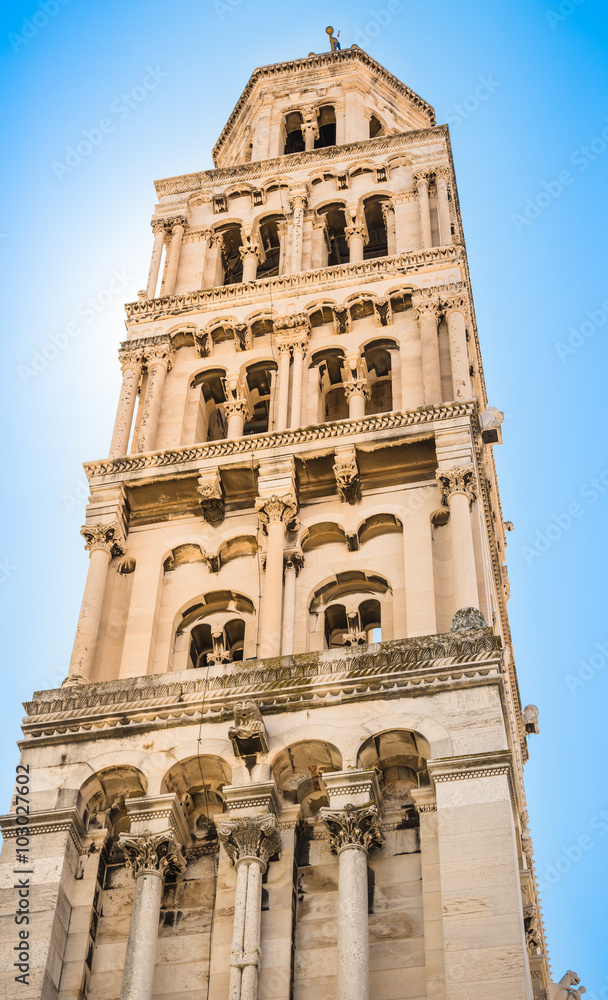 Split the bell tower of the diocletian palace in Split, Dalmatia, Croatia.