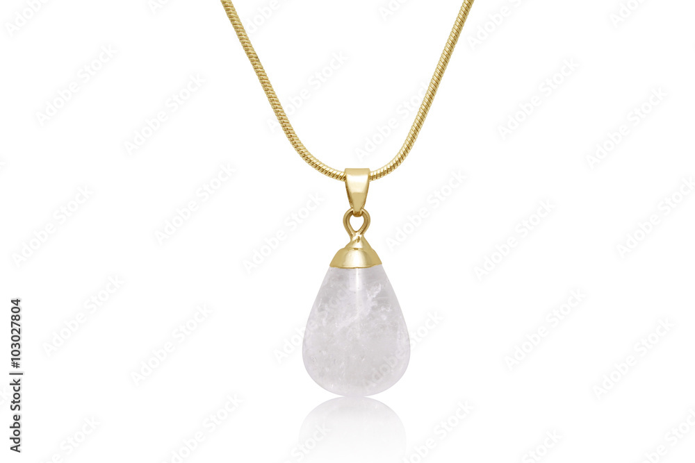 Beautiful Bohemian Style Snow White Quartz Rock Necklace with Liquid Gold Top Beautiful Bohemian Style Snow White Quartz Rock Necklace with Liquid Gold Top