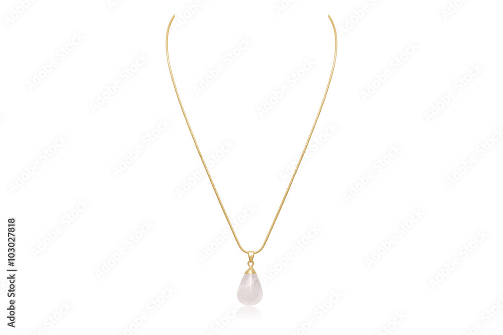 Beautiful Bohemian Style Snow White Quartz Rock Necklace with Liquid Gold Top Beautiful Bohemian Style Snow White Quartz Rock Necklace with Liquid Gold Top