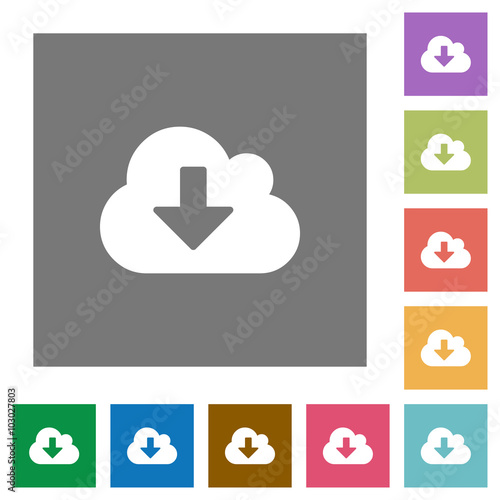 Cloud download square flat icons
