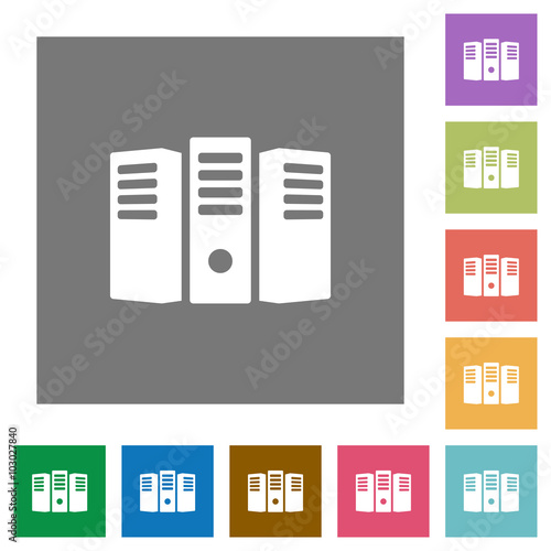 Server hosting square flat icons