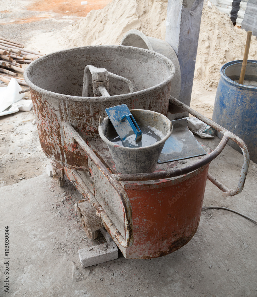 cement concrete mixer at construction site cement concrete mixer at construction site