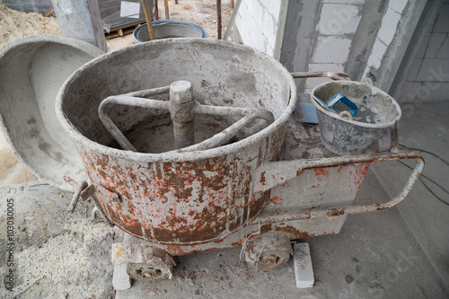 cement concrete mixer at construction site © geargodz