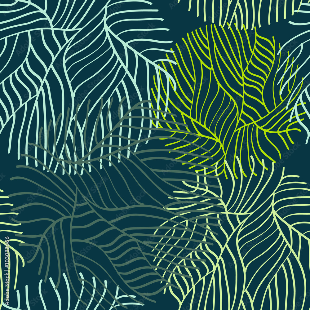 Vector hand drawn leaves seamless pattern
