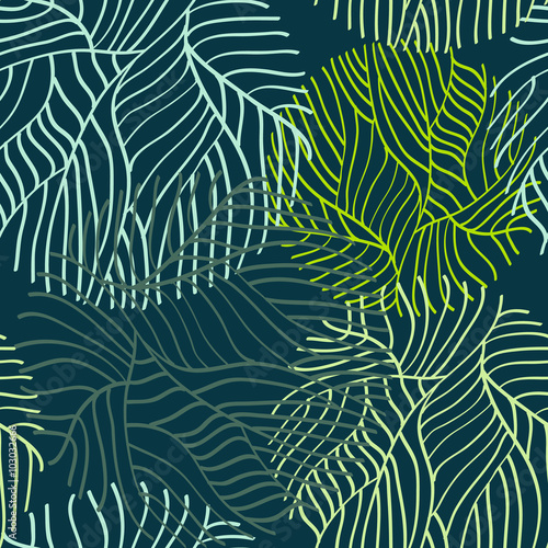 Vector hand drawn leaves seamless pattern