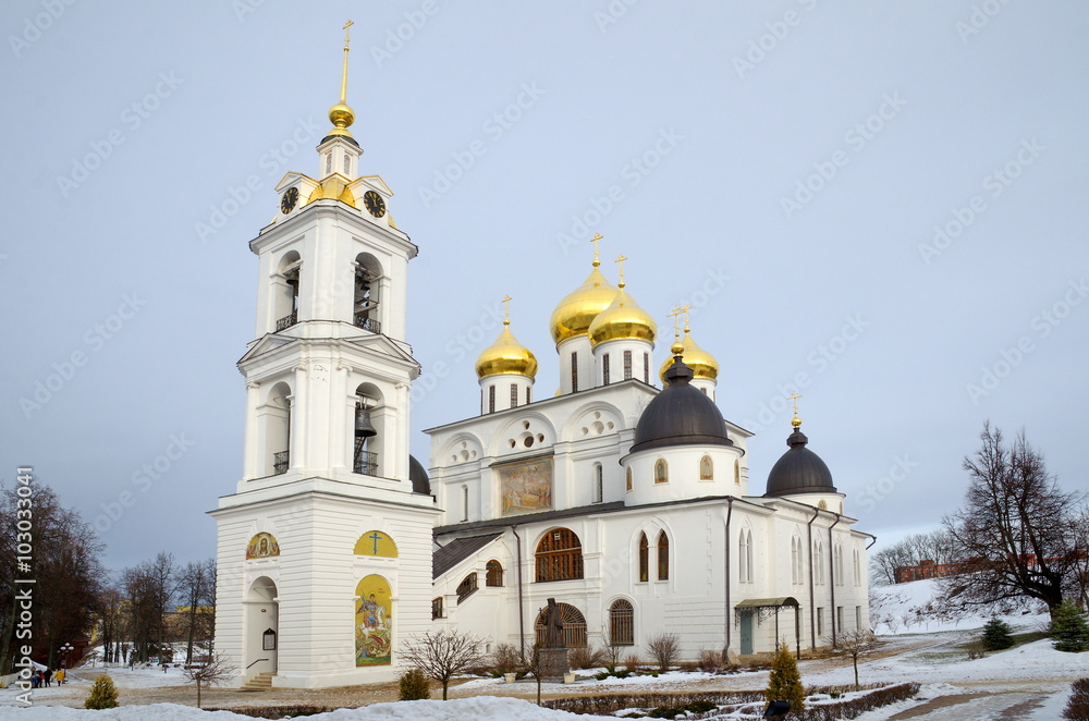 Dmitrov, Moscow region, Russia - February 7, 2016: Assumption Cathedral in Dmitrov Kremlin