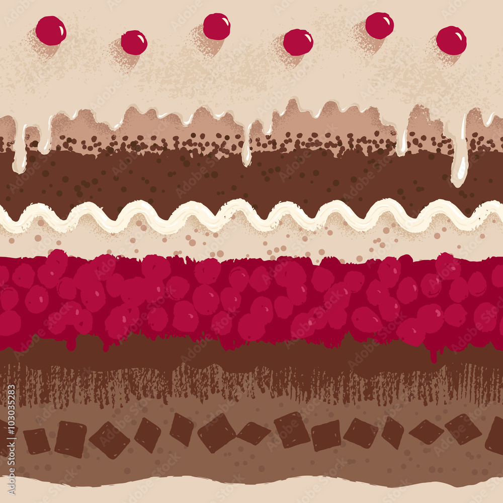 Cherry cake seamless pattern Cherry cake seamless pattern