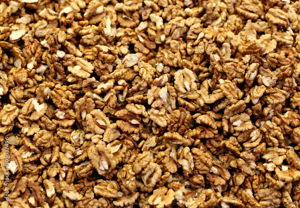 Lots of walnuts closeup without shells Lots of walnuts closeup without shells