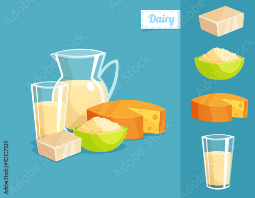 Dairy Products - Vector Illustration