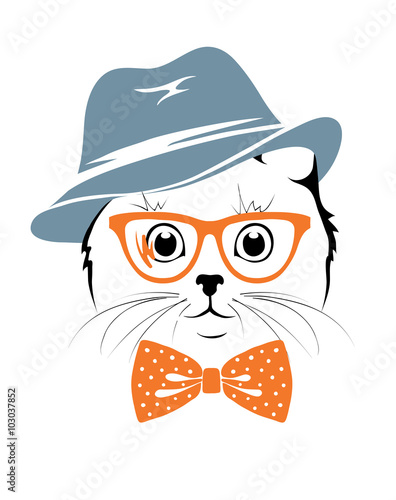 Vector illustration -- Stylish cat hipster