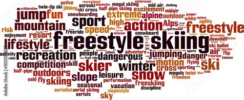 Freestyle skiing word cloud concept. Vector illustration