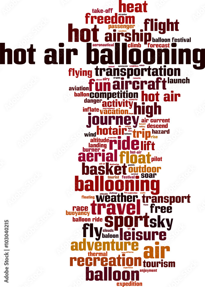 Obraz premium Hot air ballooning word cloud concept. Vector illustration