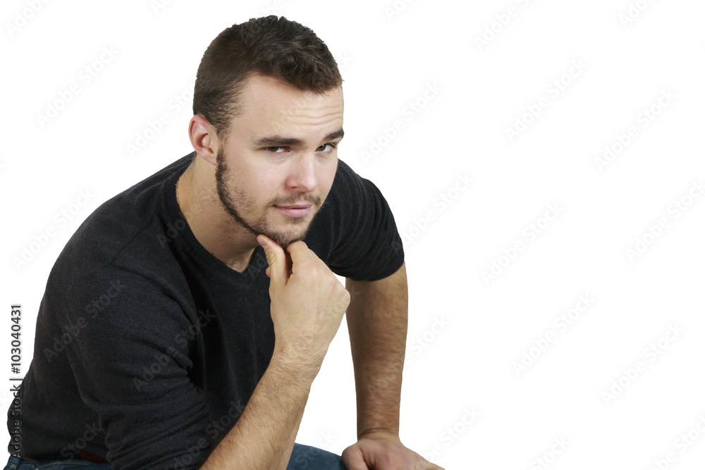 Young Man With Hand on Chin Young Man With Hand on Chin