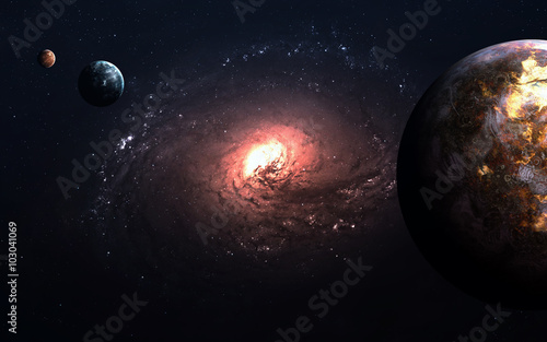 Fototapeta Naklejka Na Ścianę i Meble -  Planets over the nebulae in space. This image elements furnished by NASA