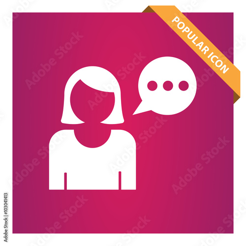 Woman with speech balloon icon