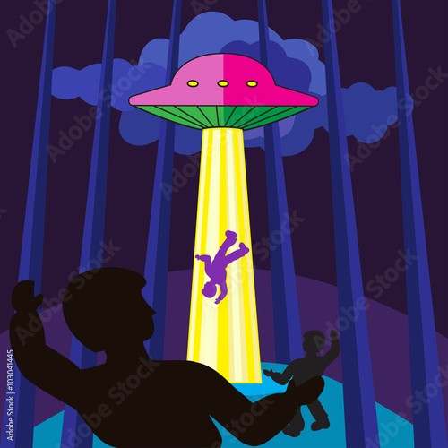 the spaceship abducts a person at night in the woods