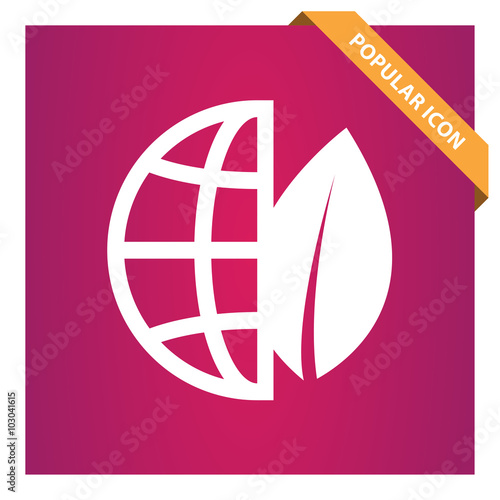 Eco globe with leaf icon