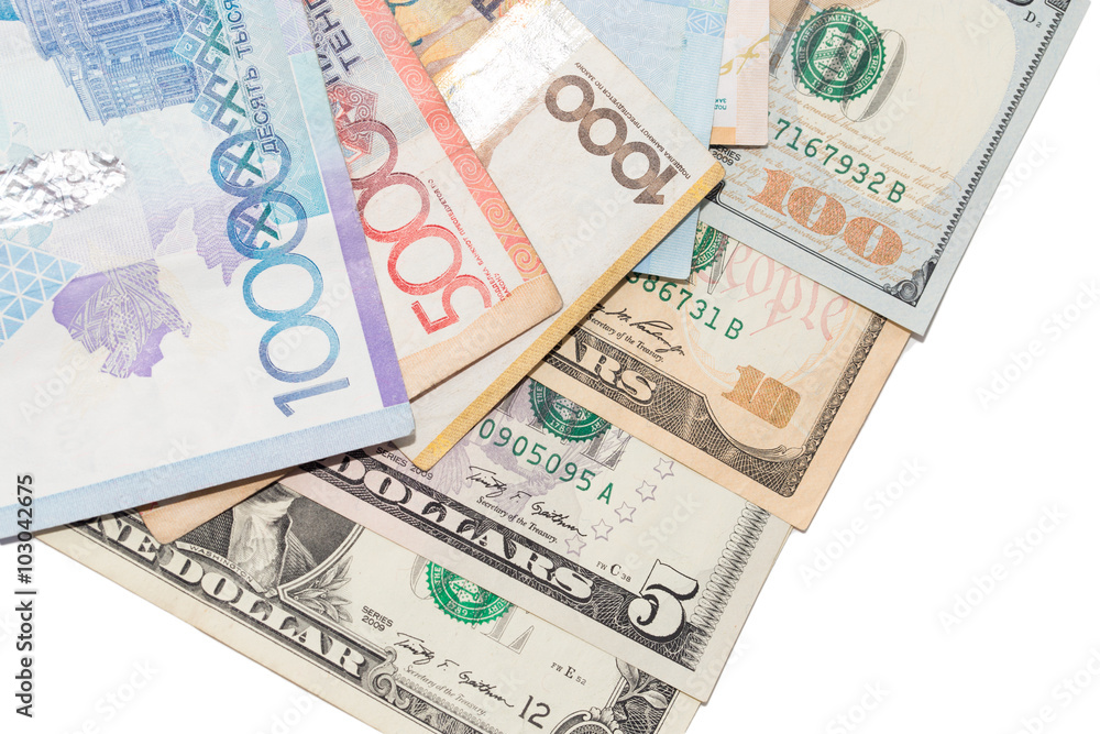 Money Kazakhstan tenge and US dollars Money Kazakhstan tenge and US dollars