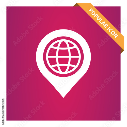 Pin with globe icon