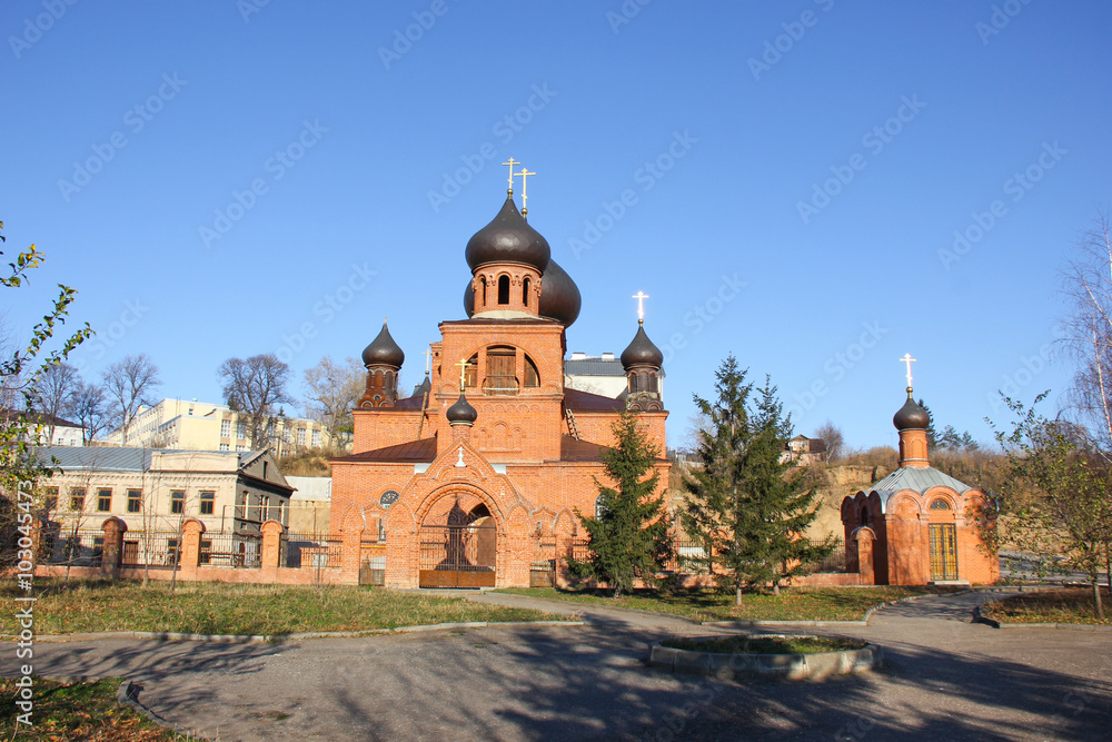 Church with black cupolas in Kazan