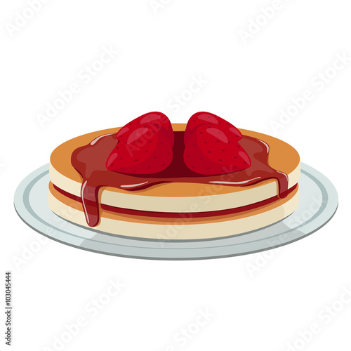 pancakes with strawberries. vector illustration