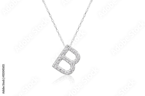 Pretty Initial "B" Necklace with Sparkly Diamonds