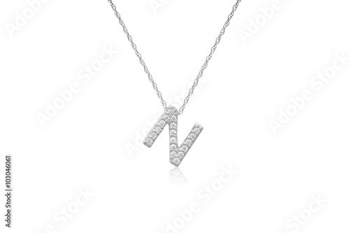 Pretty Initial "N" Necklace with Sparkly Diamonds 