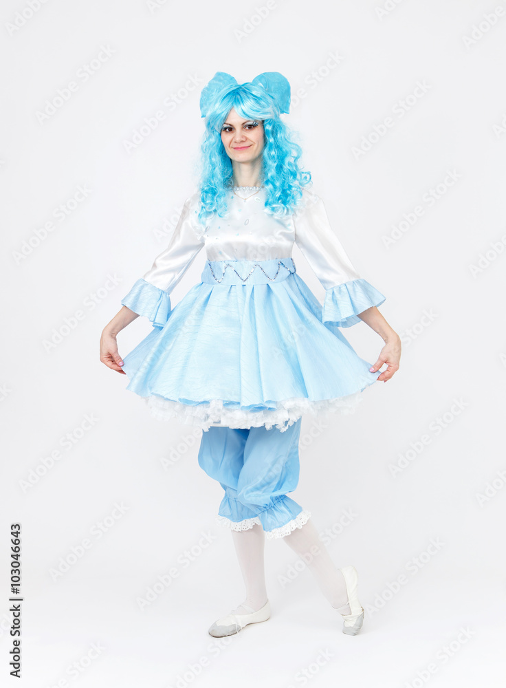 Theatre actress in fairy tale costume on white background Theatre actress in fairy tale costume on white background