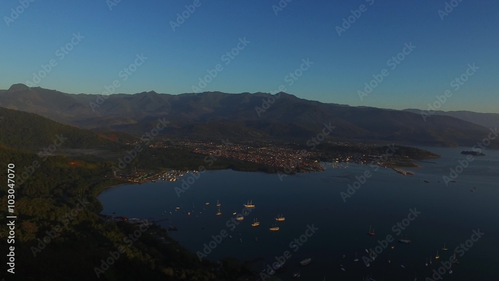 Aerial view antique architecture and street in the city of Paraty - Rio de Janeiro - Brazil Aerial view antique architecture and street in the city of Paraty - Rio de Janeiro - Brazil