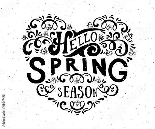 Hello Spring lettering typography