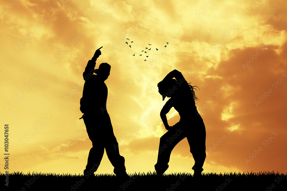couple dancing hip hop at sunset couple dancing hip hop at sunset