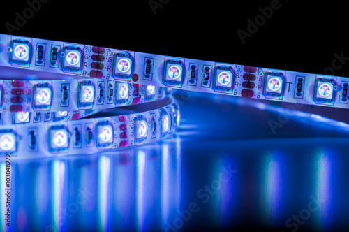 close up led strip lights, blue color