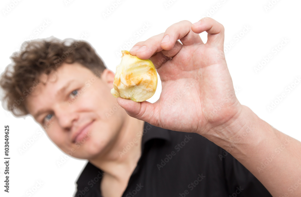 a man eating an apple on a white background a man eating an apple on a white background