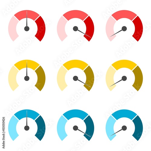 Quadro em tela Temperature gauge,Pressure gauge, manometer icons set